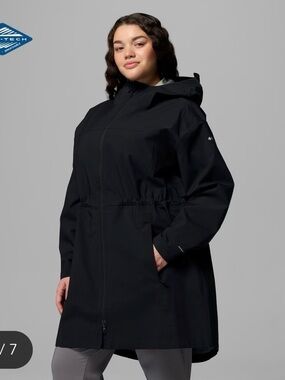 Columbia Omni-Tech Weekend Adventure II Long Jacket Womens XXL Black Waterproof